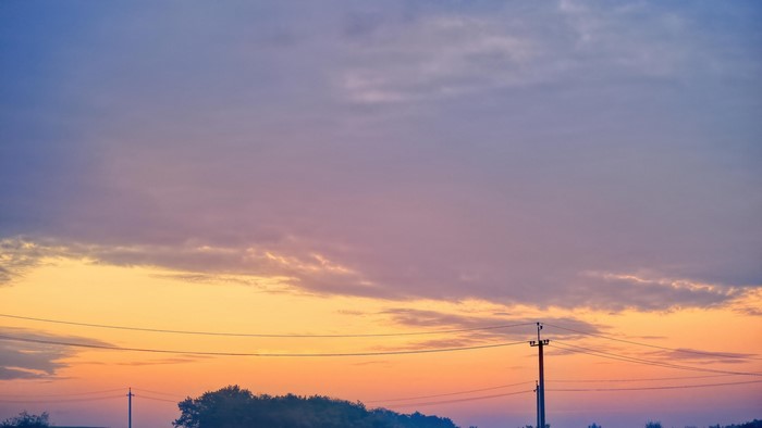4K Morning Sky with Power Lines