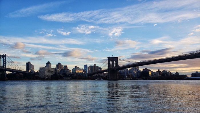 Brooklyn Bridge and Manhattan Skyline at Sunset