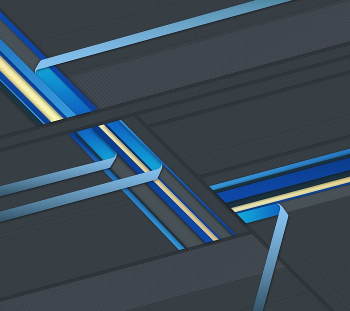 Abstract geometric shapes with blue and yellow stripes