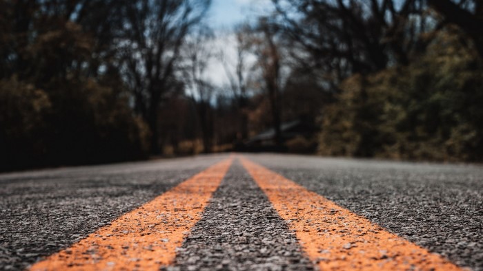 Road with double yellow lines