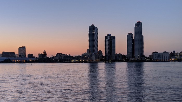 Cityscape with Skyscrapers at Dusk