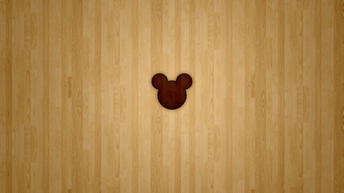 Mickey Mouse silhouette on wood grain