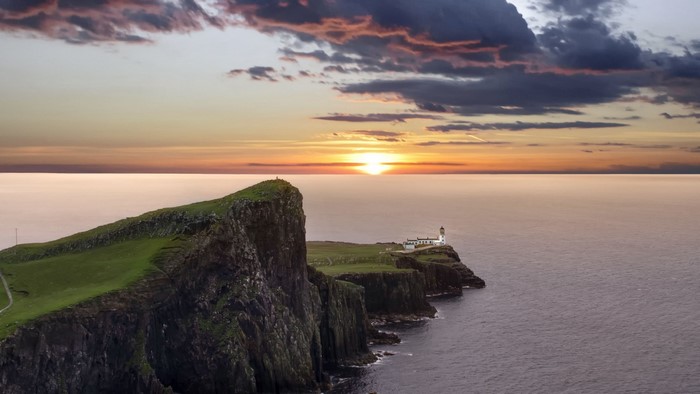 Neist Point Lighthouse at sunset, Scotland