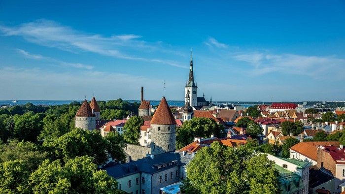 Tallinn Old Town with towers and church