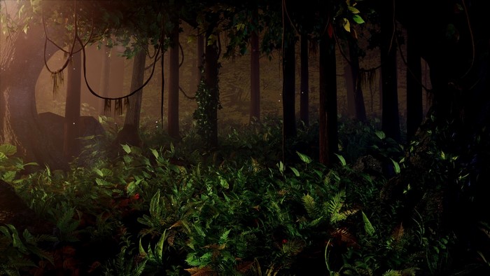 Dark Forest with Hanging Vines