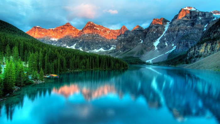 Moraine Lake with Mountains and Forest