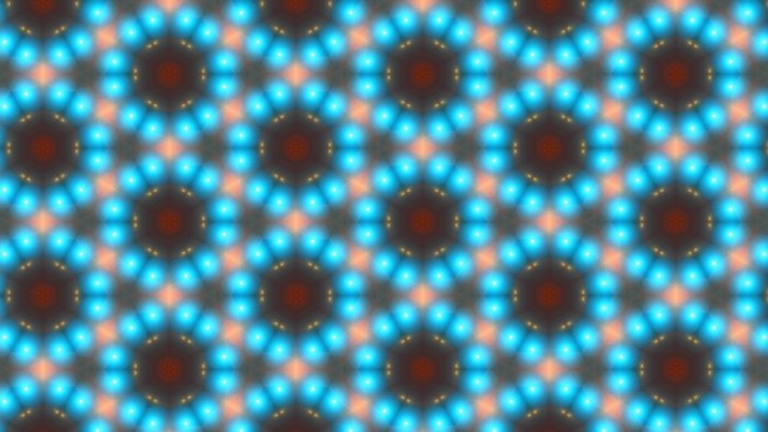 Abstract pattern of glowing blue and orange lights