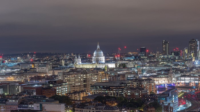 Night cityscape with St. Paul's Cathedral