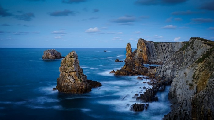 Sea cliffs and rock formations in the ocean