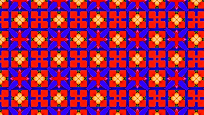 Abstract geometric pattern with red, blue, and yellow elements