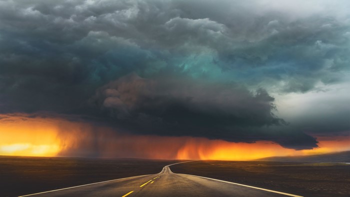 4K Road Under Stormy Sky