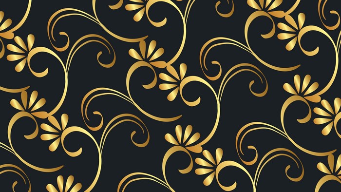 Golden floral pattern on dark background