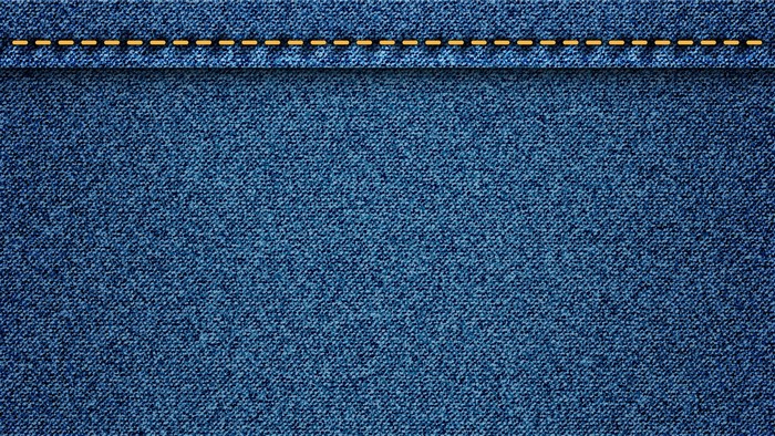 Blue denim fabric with orange stitching