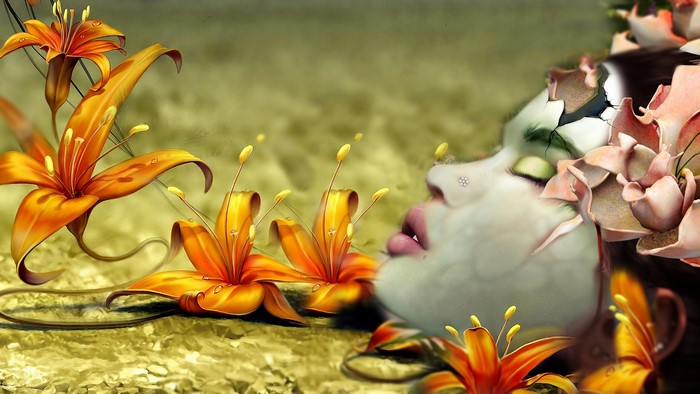 4K 3D Fantasy Girl with Flowers