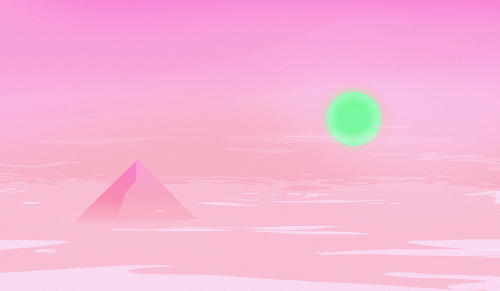 Pink Pyramid in Neon Sky with Green Orb 4K