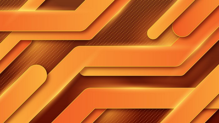 Orange and brown abstract geometric shapes with dotted pattern