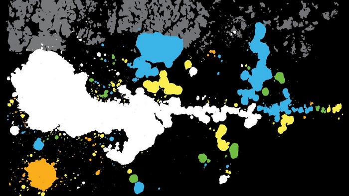 Colored spots on black background