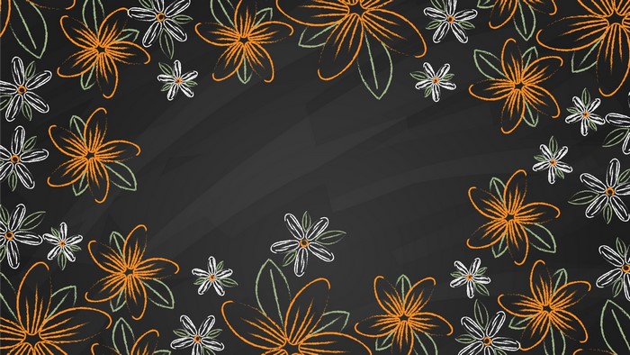 Chalk Flowers on a Blackboard