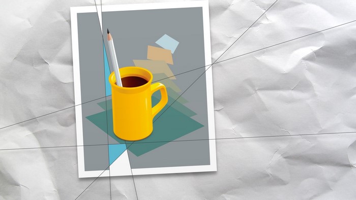 Pencil in a yellow mug with coffee