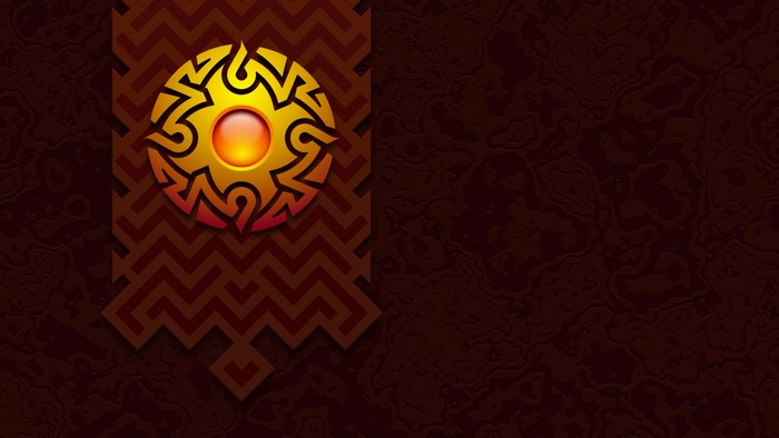 Fire symbol on a patterned banner