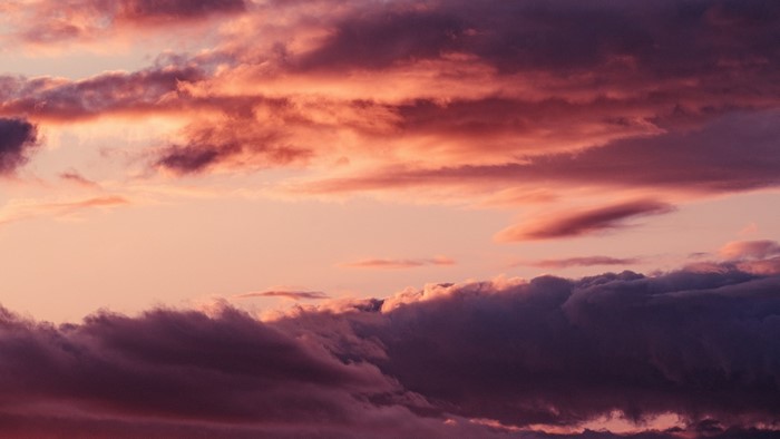 Sunset clouds with pink and purple hues