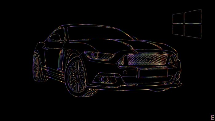 Ford Mustang outline with Windows logo