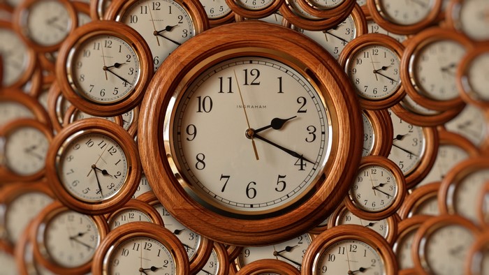 Wall of Ingraham Clocks