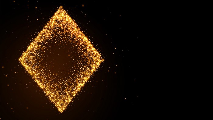 Diamond shape made of golden particles