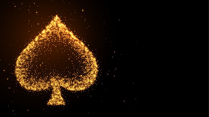 Spade Card Made of Golden Glitter