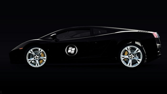 Black Lamborghini with Windows Logo