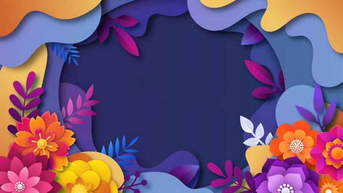 Paper cut flowers and leaves border