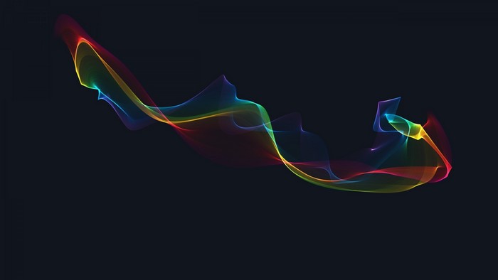 Abstract rainbow wave on dark background