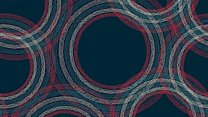 Abstract circles with wavy lines on dark background