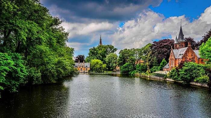 Canal with buildings and trees