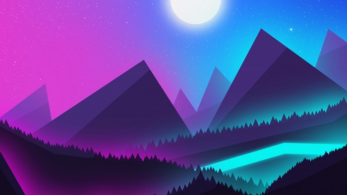 4K Mountain Neon Landscape