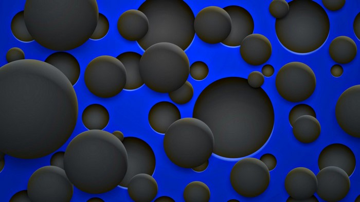Abstract 3D spheres on blue background