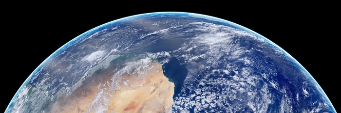 Earth from space showing Africa and Atlantic Ocean