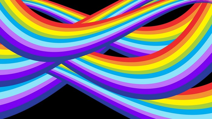 Abstract Rainbow Waves on Black Background