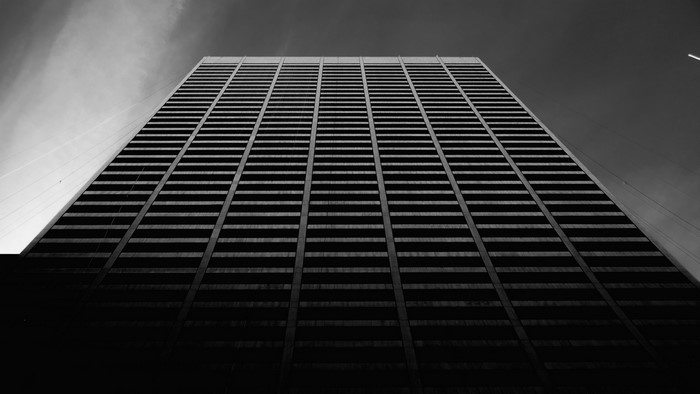 Low angle view of a modern skyscraper