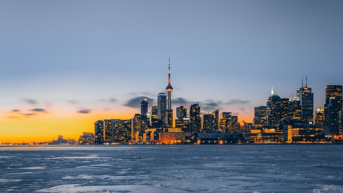 Toronto Skyline at Dusk with CN Tower