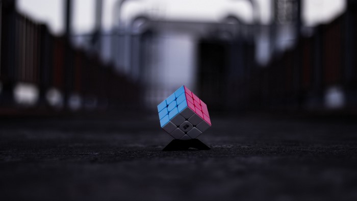 Rubik's Cube on a stand