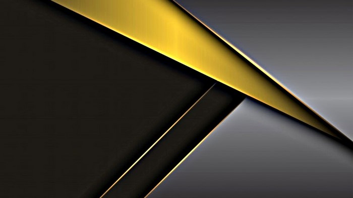 Abstract geometric shapes with gold and gray metallic textures