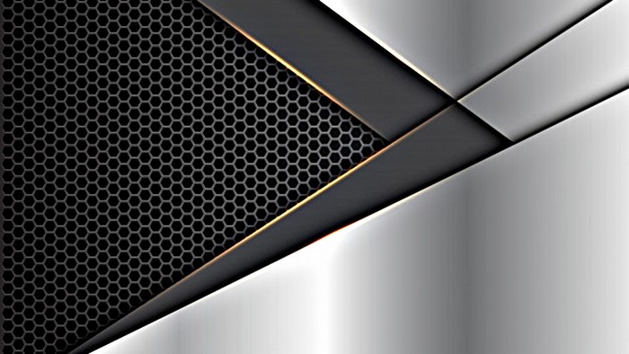 Abstract Metallic Hexagonal Pattern with Silver and Black Layers