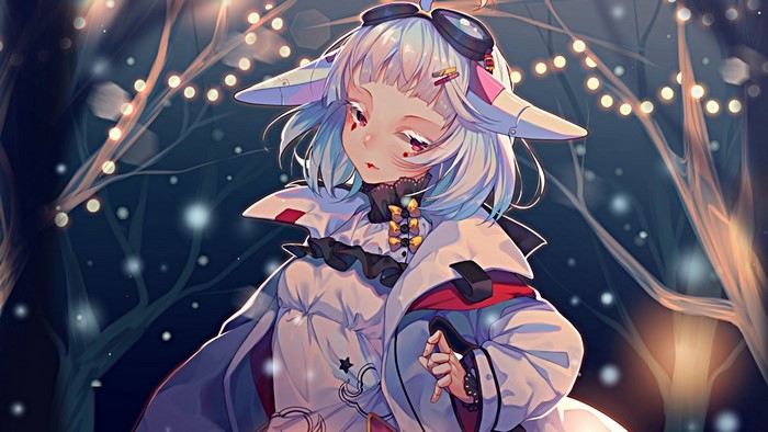 Anime girl with blue hair and goggles