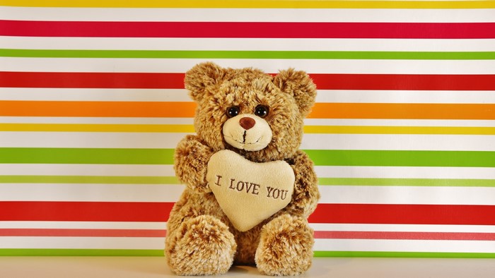 Teddy bear with "I LOVE YOU" heart