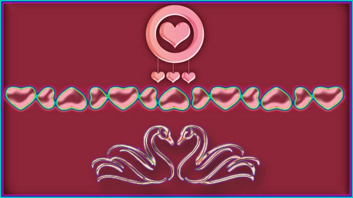 Valentine's Day Swans and Hearts
