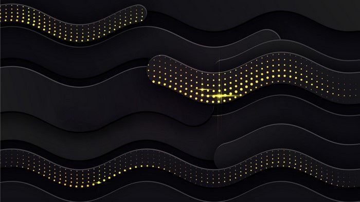 Abstract dark wavy layers with gold dots