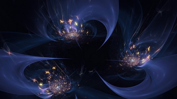 Abstract Blue and Gold Fractal Art