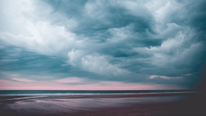 Beach with dramatic clouds