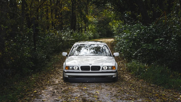 4K BMW on a forest road